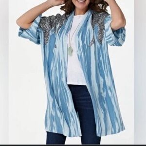 Haute Hippie Striped Blue Kimono Jacket